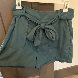 a new day High Waist Teal Shorts with Tie Belt